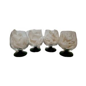 Artisan Studio Green Glass Bottom 4 Shot Glasses Mini Sherry Brandy Glasses 3"